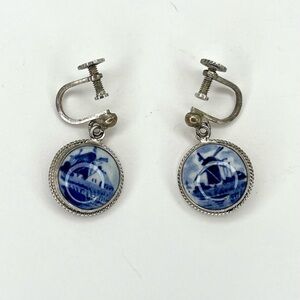 Vintage Delft Silver Earrings